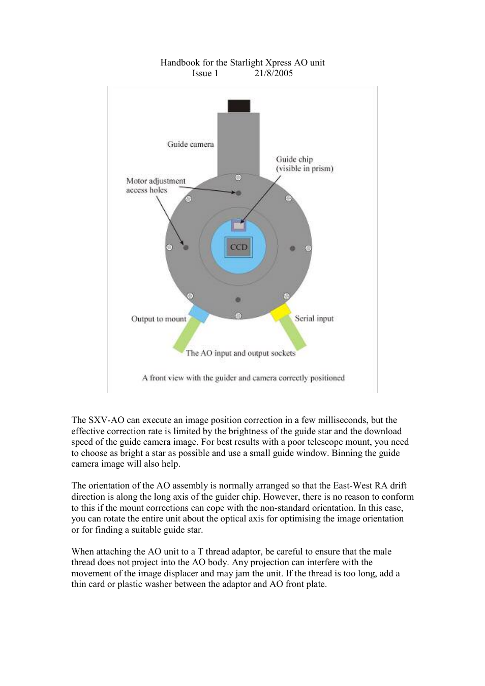 Starlight Xpress SXV-AO unit User Manual | Page 7 / 13