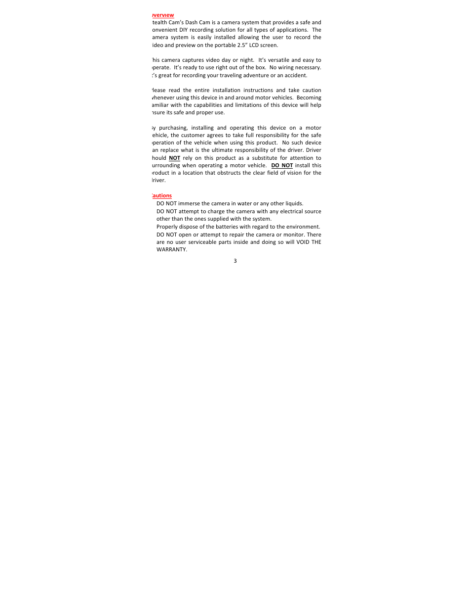 Stealth Cam STC-DASHCAM Dash Cam User Manual | Page 3 / 13