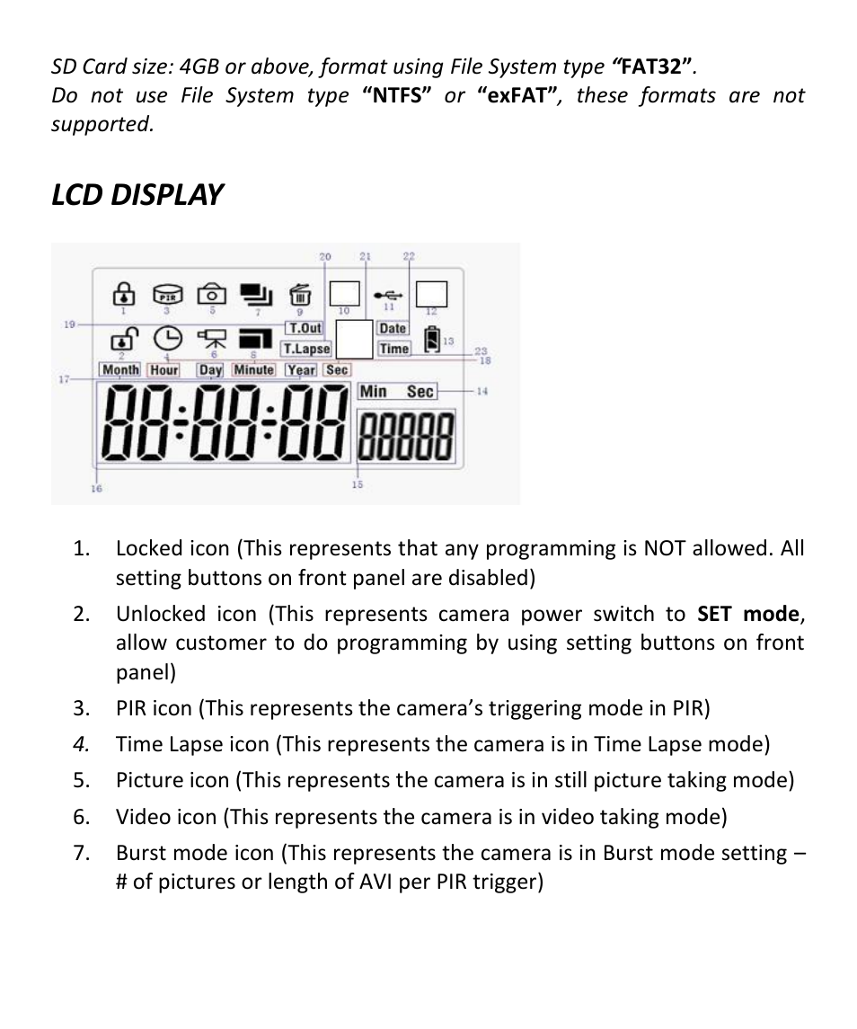 Lcd display | Stealth Cam STC-Z3IRTL Core User Manual | Page 14 / 38