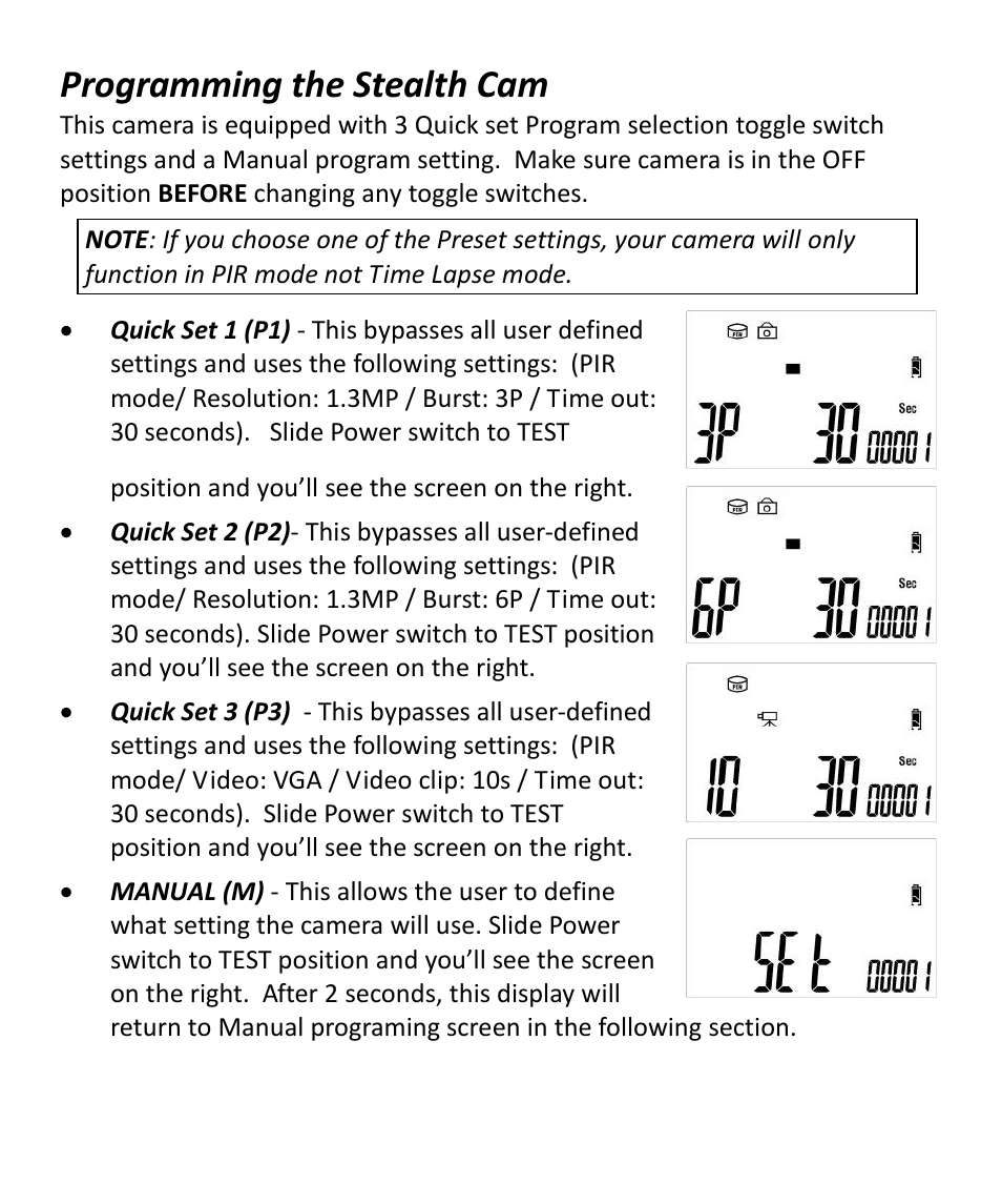 Programming the stealth cam | Stealth Cam STC-Z3IRTL Core User Manual | Page 16 / 38