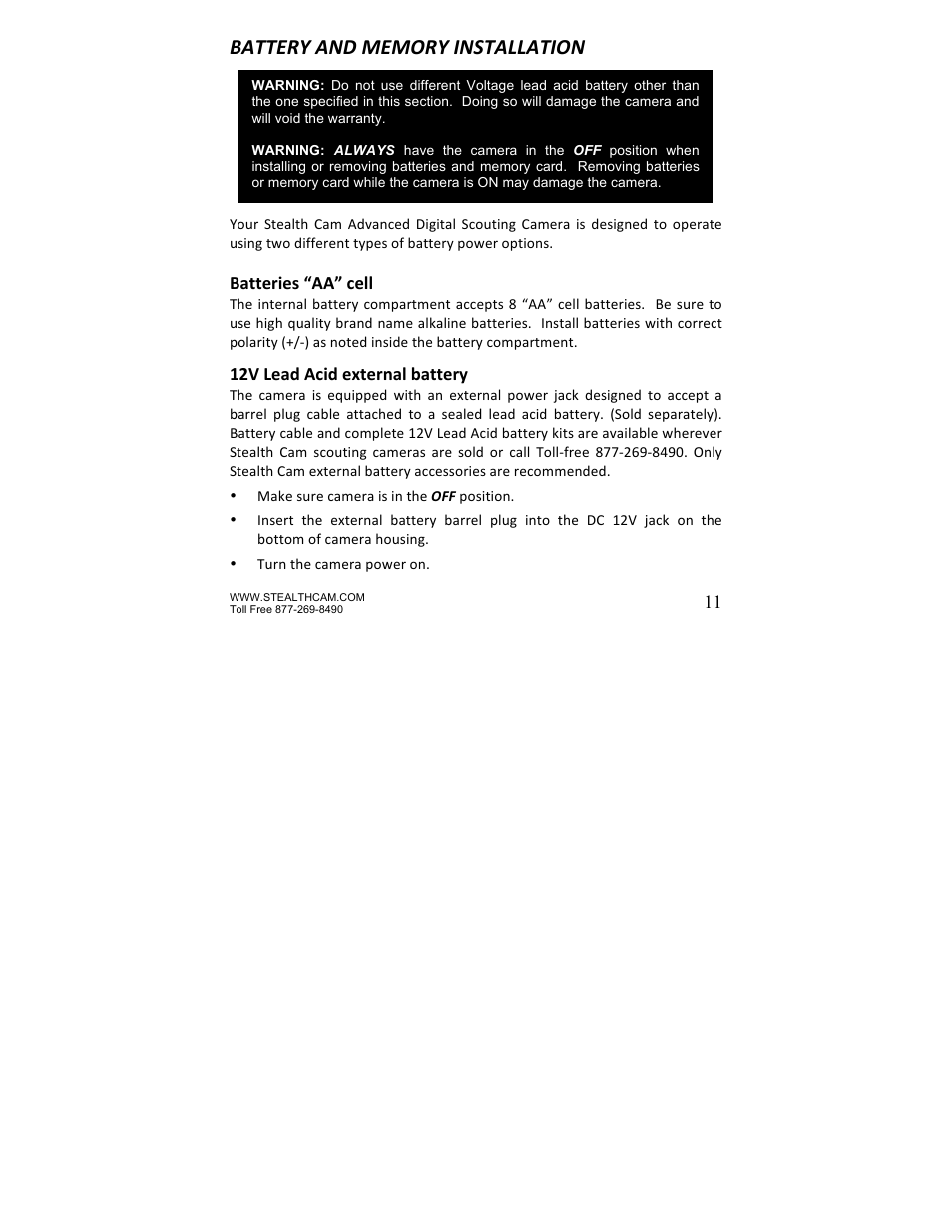 Stealth Cam STC-Z8IRTL Core 8 User Manual | Page 11 / 38