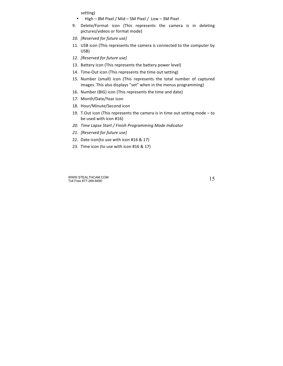 Stealth Cam STC-Z8IRTL Core 8 User Manual | Page 15 / 38
