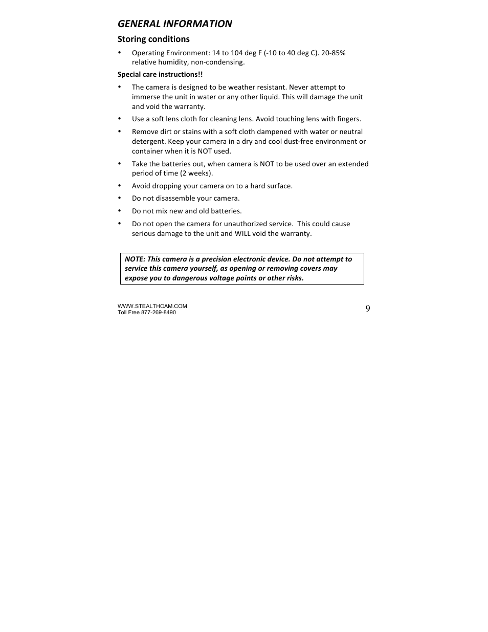 General information | Stealth Cam STC-Z8IRTL Core 8 User Manual | Page 9 / 38