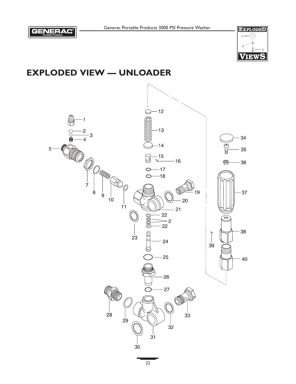 Exploded view — unloader | Briggs & Stratton 1418-2 User Manual | Page 22 / 24