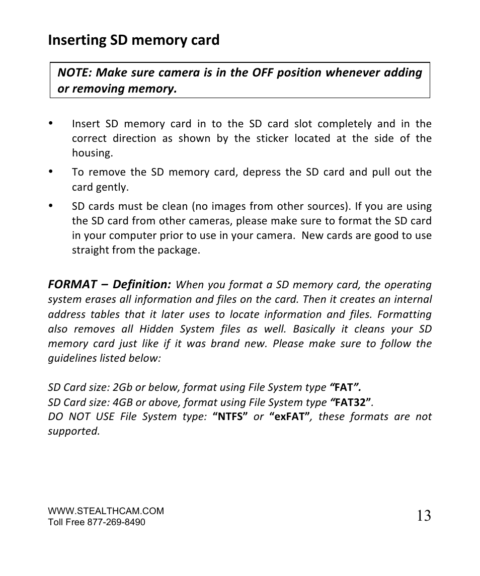 Stealth Cam STC-SN854NG Sniper Shadow User Manual | Page 13 / 40