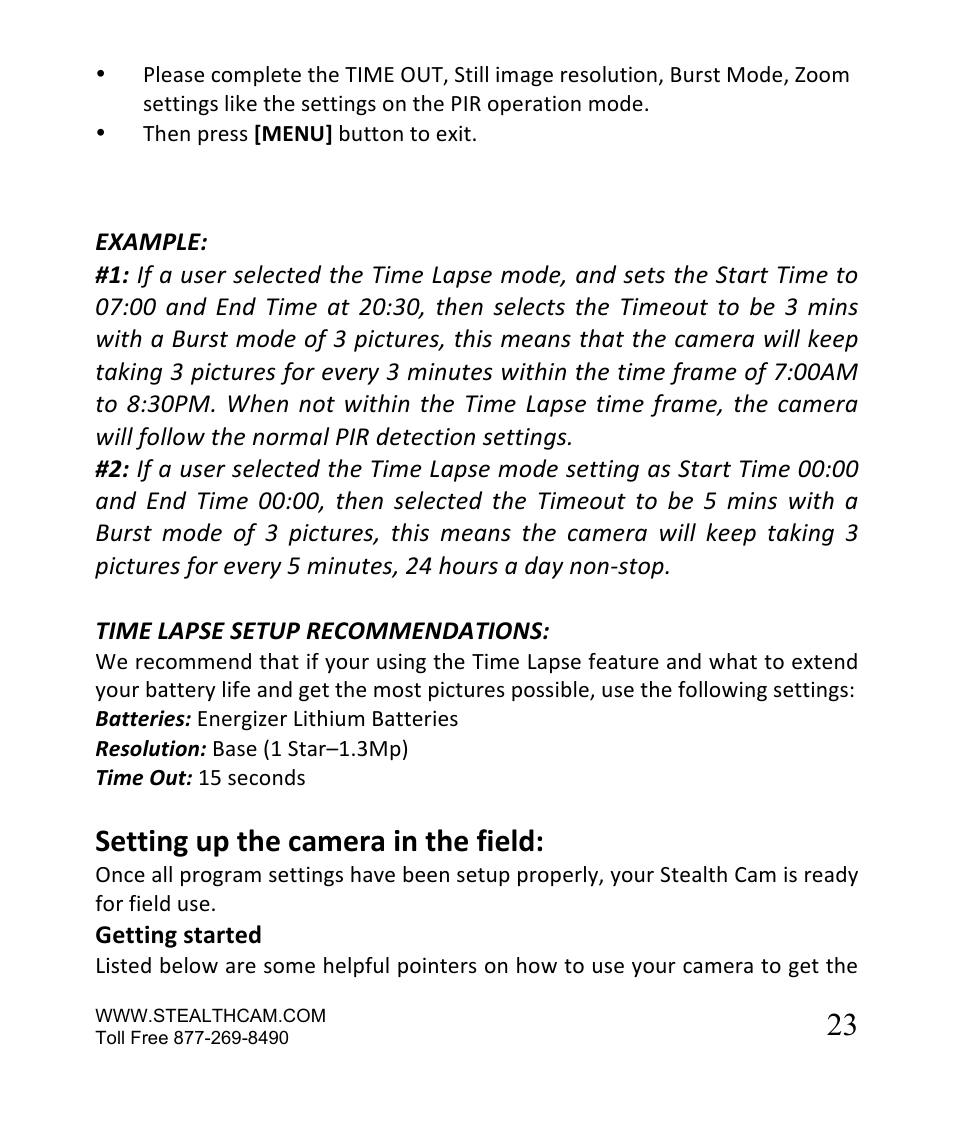 Setting up the camera in the field | Stealth Cam STC-SN854NG Sniper Shadow User Manual | Page 23 / 40