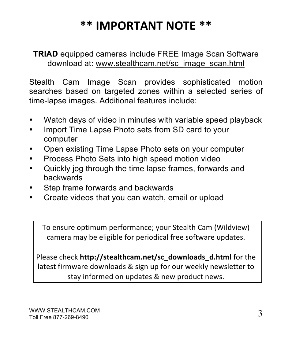 Stealth Cam STC-SN854NG Sniper Shadow User Manual | Page 3 / 40