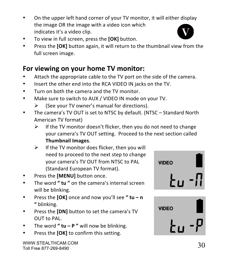 For viewing on your home tv monitor | Stealth Cam STC-SN854NG Sniper Shadow User Manual | Page 30 / 40