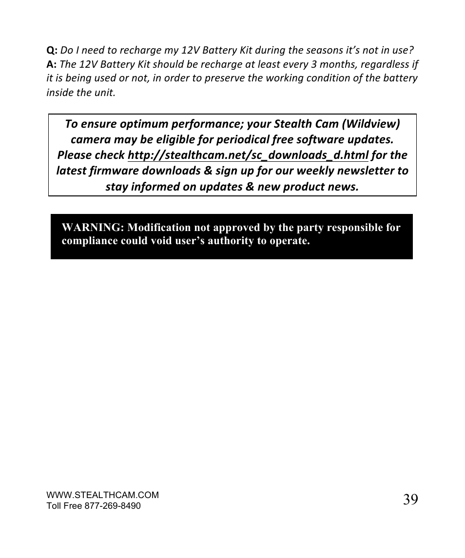 Stealth Cam STC-SN854NG Sniper Shadow User Manual | Page 39 / 40