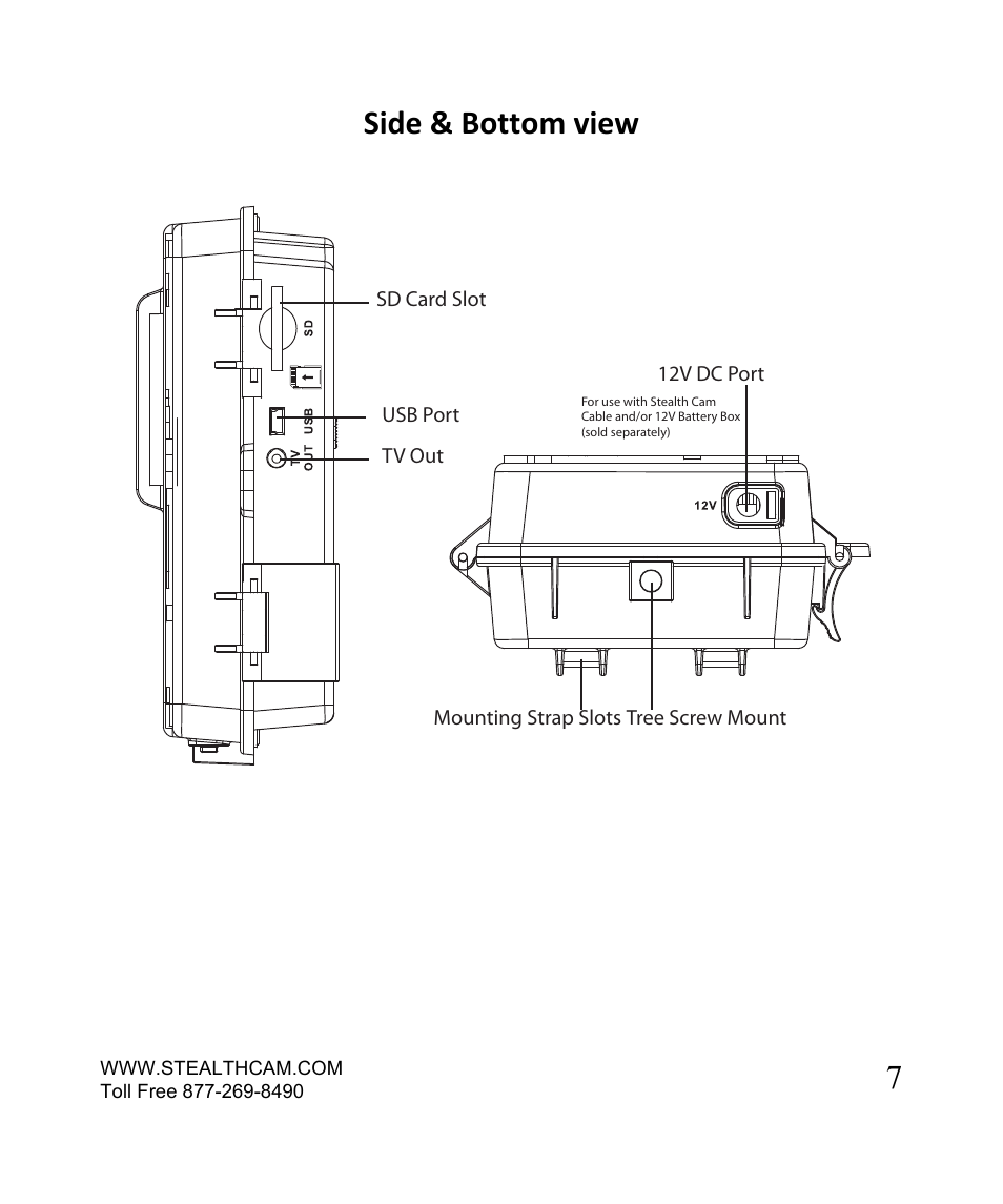 7 side & bottom view | Stealth Cam STC-SN854NG Sniper Shadow User Manual | Page 7 / 40