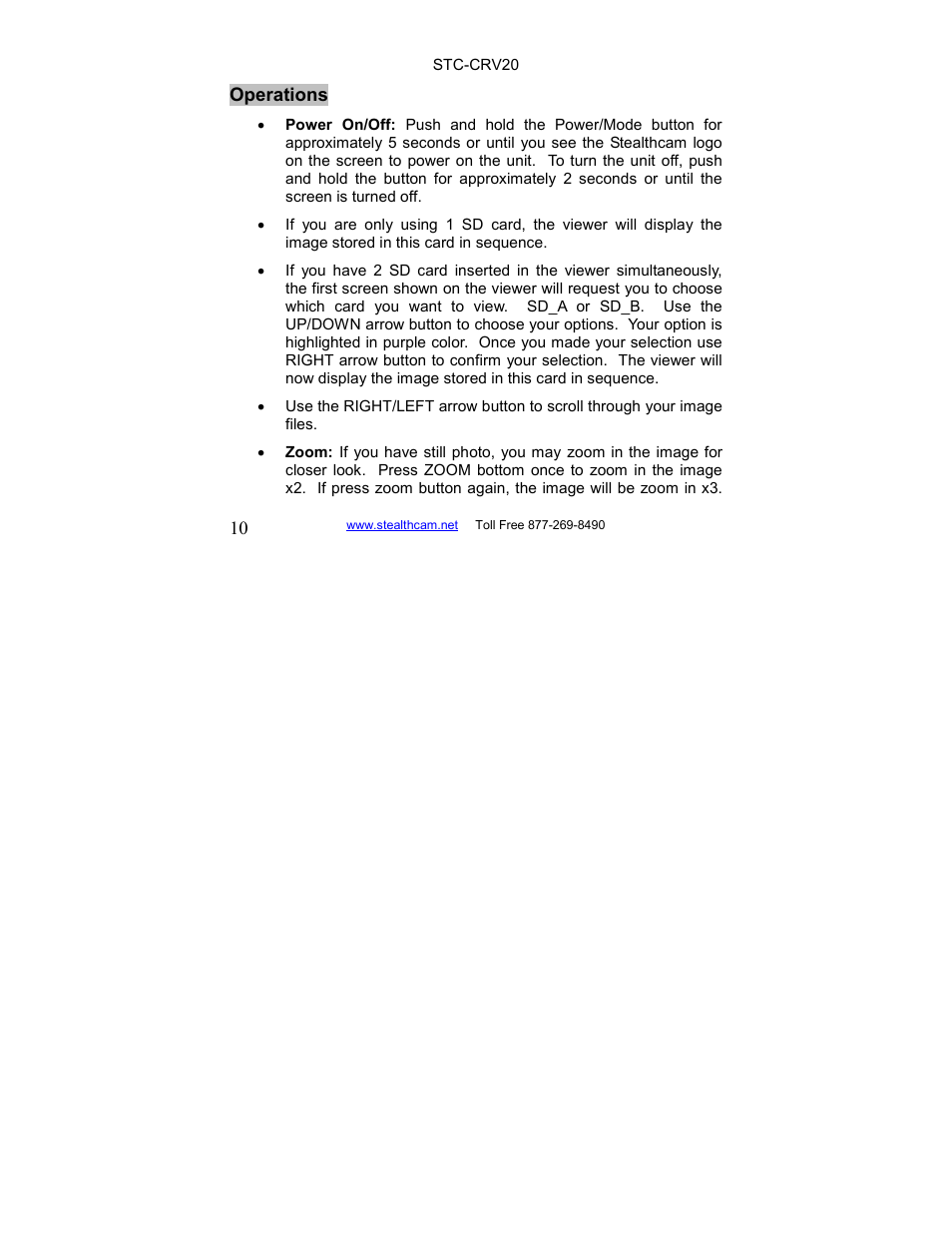 Stealth Cam STC-CRV20 LCD Memory Card Viewer User Manual | Page 10 / 22