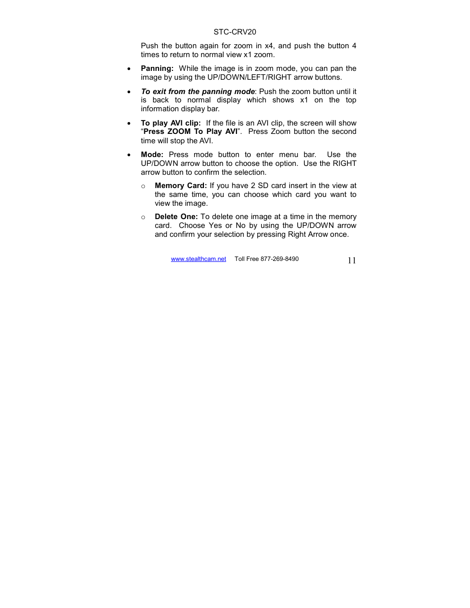 Stealth Cam STC-CRV20 LCD Memory Card Viewer User Manual | Page 11 / 22