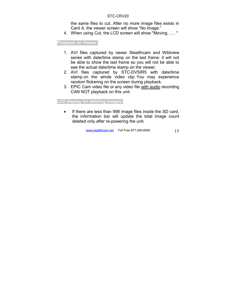 Stealth Cam STC-CRV20 LCD Memory Card Viewer User Manual | Page 15 / 22