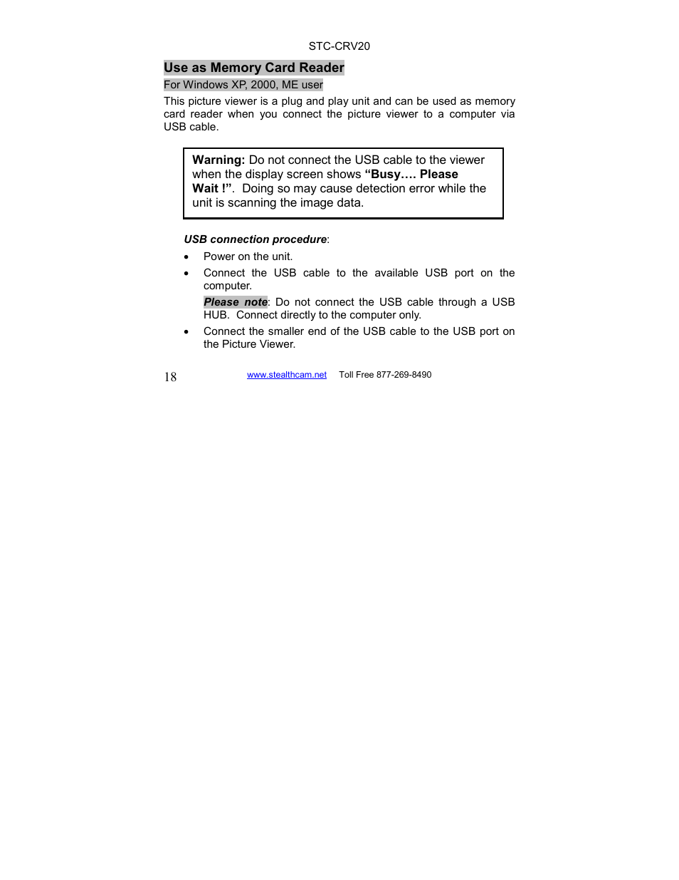 Stealth Cam STC-CRV20 LCD Memory Card Viewer User Manual | Page 18 / 22