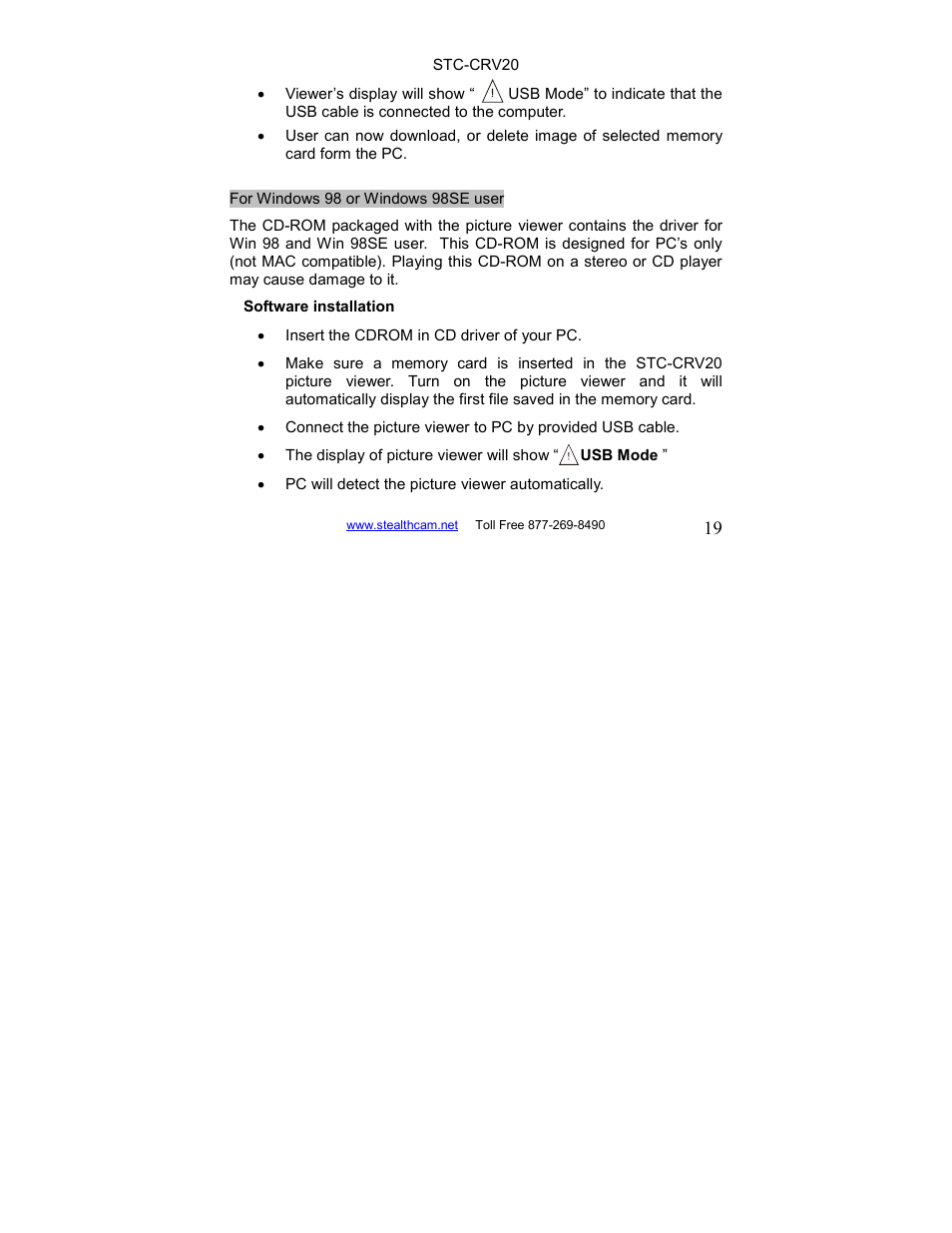 Stealth Cam STC-CRV20 LCD Memory Card Viewer User Manual | Page 19 / 22