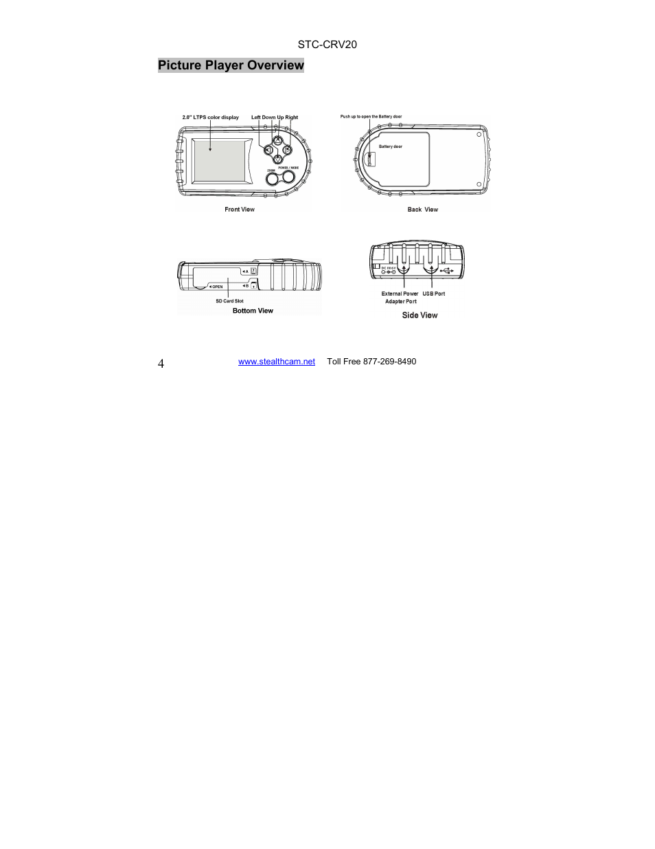 Stealth Cam STC-CRV20 LCD Memory Card Viewer User Manual | Page 4 / 22