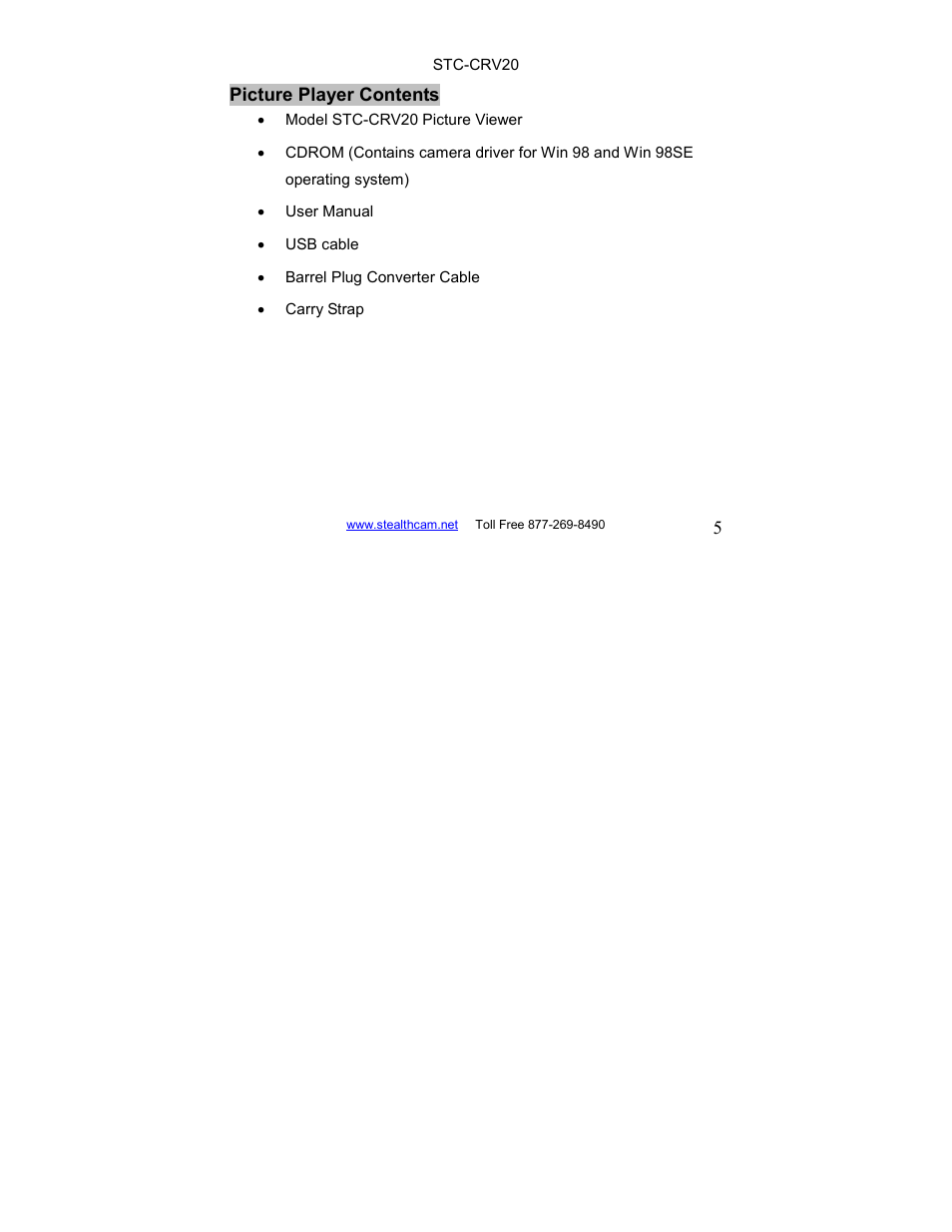 Stealth Cam STC-CRV20 LCD Memory Card Viewer User Manual | Page 5 / 22