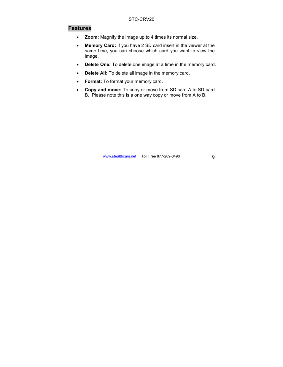 Stealth Cam STC-CRV20 LCD Memory Card Viewer User Manual | Page 9 / 22