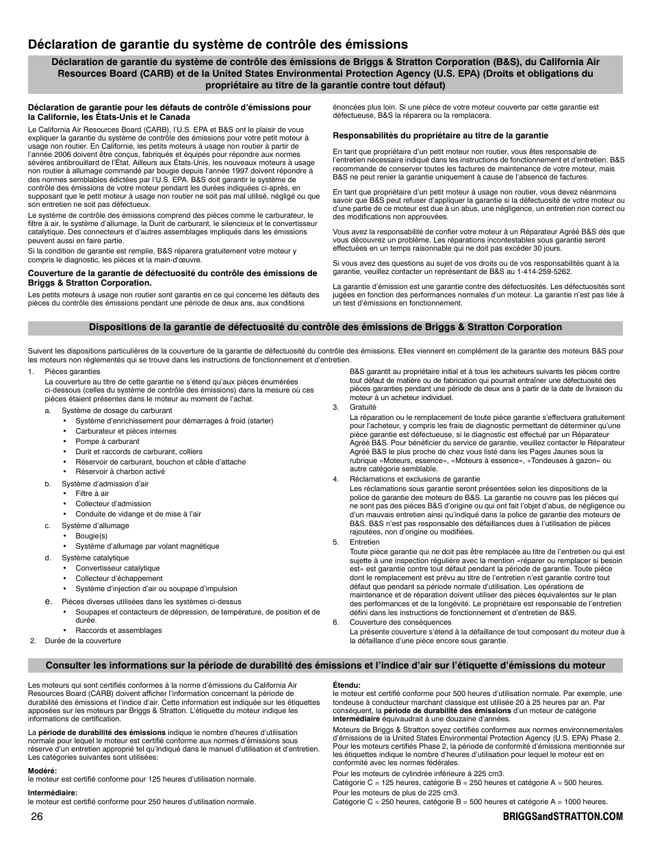 Briggs & Stratton 100000 User Manual | Page 26 / 28