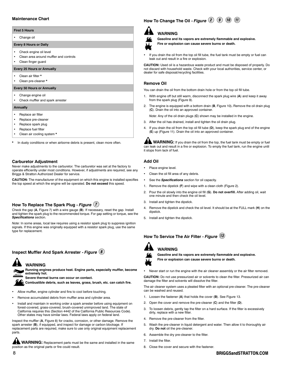 Briggs & Stratton 100000 User Manual | Page 8 / 28