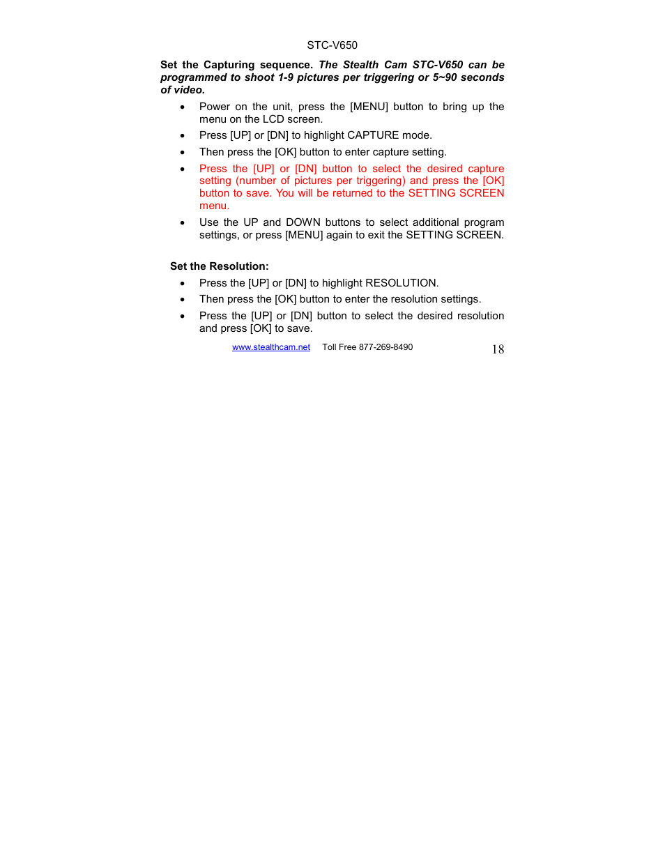 Stealth Cam STC-V650MTR Sniper User Manual | Page 18 / 40
