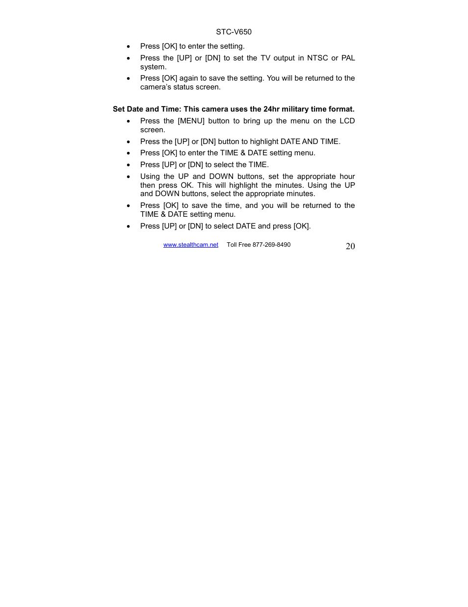 Stealth Cam STC-V650MTR Sniper User Manual | Page 20 / 40