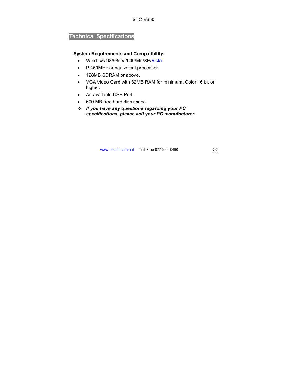 Stealth Cam STC-V650MTR Sniper User Manual | Page 35 / 40