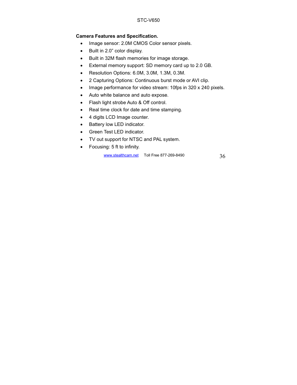 Stealth Cam STC-V650MTR Sniper User Manual | Page 36 / 40