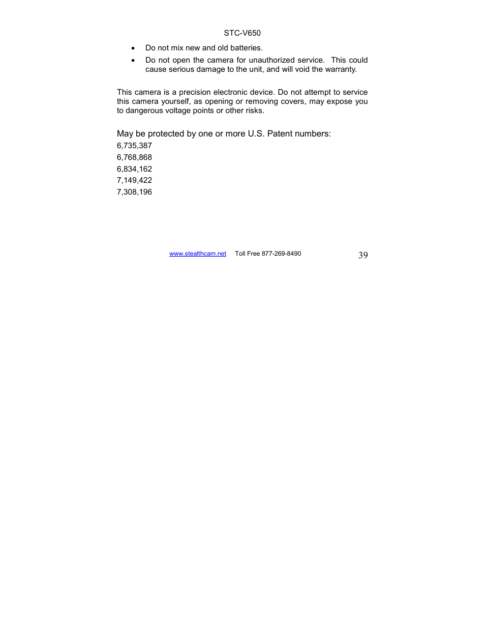 Stealth Cam STC-V650MTR Sniper User Manual | Page 39 / 40