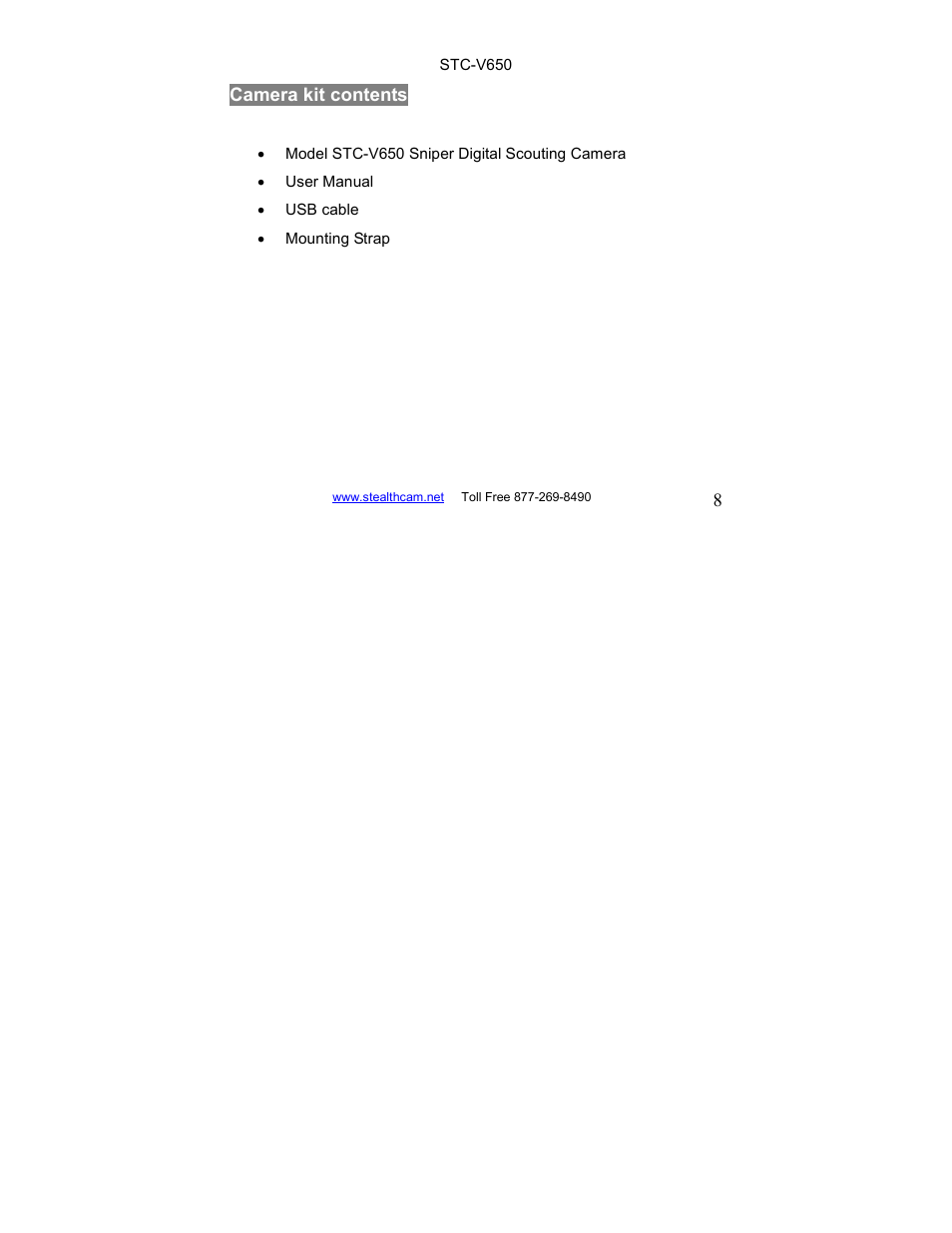 Stealth Cam STC-V650MTR Sniper User Manual | Page 8 / 40