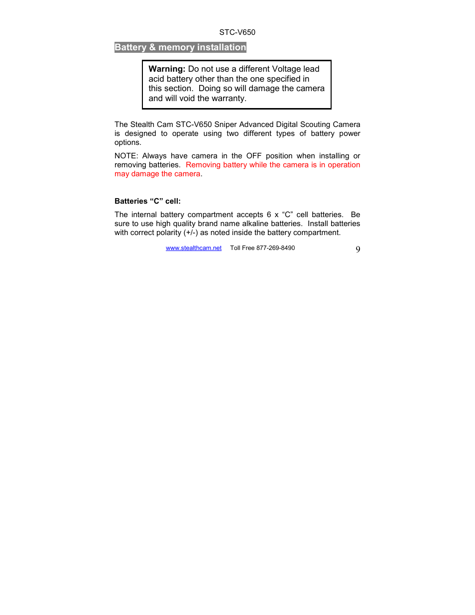 Stealth Cam STC-V650MTR Sniper User Manual | Page 9 / 40