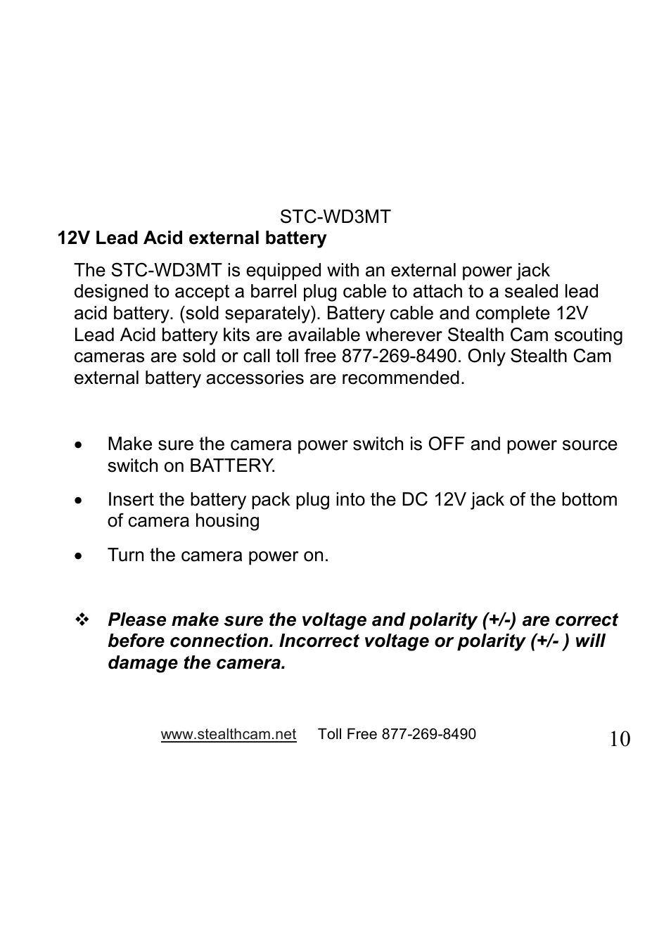 Stealth Cam STC-WD3MT V330MT User Manual | Page 10 / 47