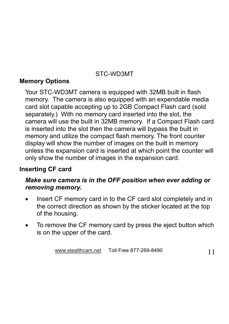 Stealth Cam STC-WD3MT V330MT User Manual | Page 11 / 47