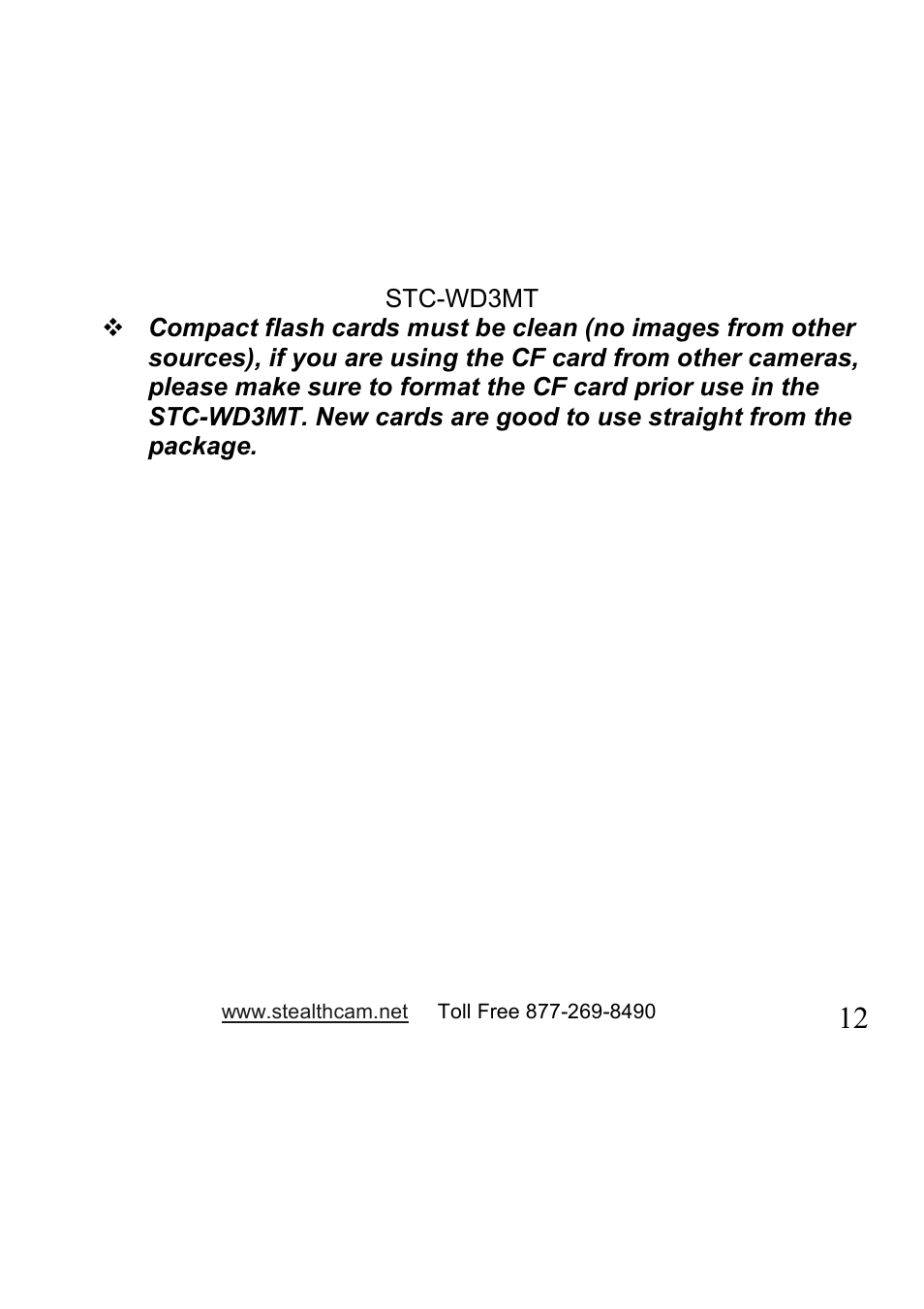 Stealth Cam STC-WD3MT V330MT User Manual | Page 12 / 47