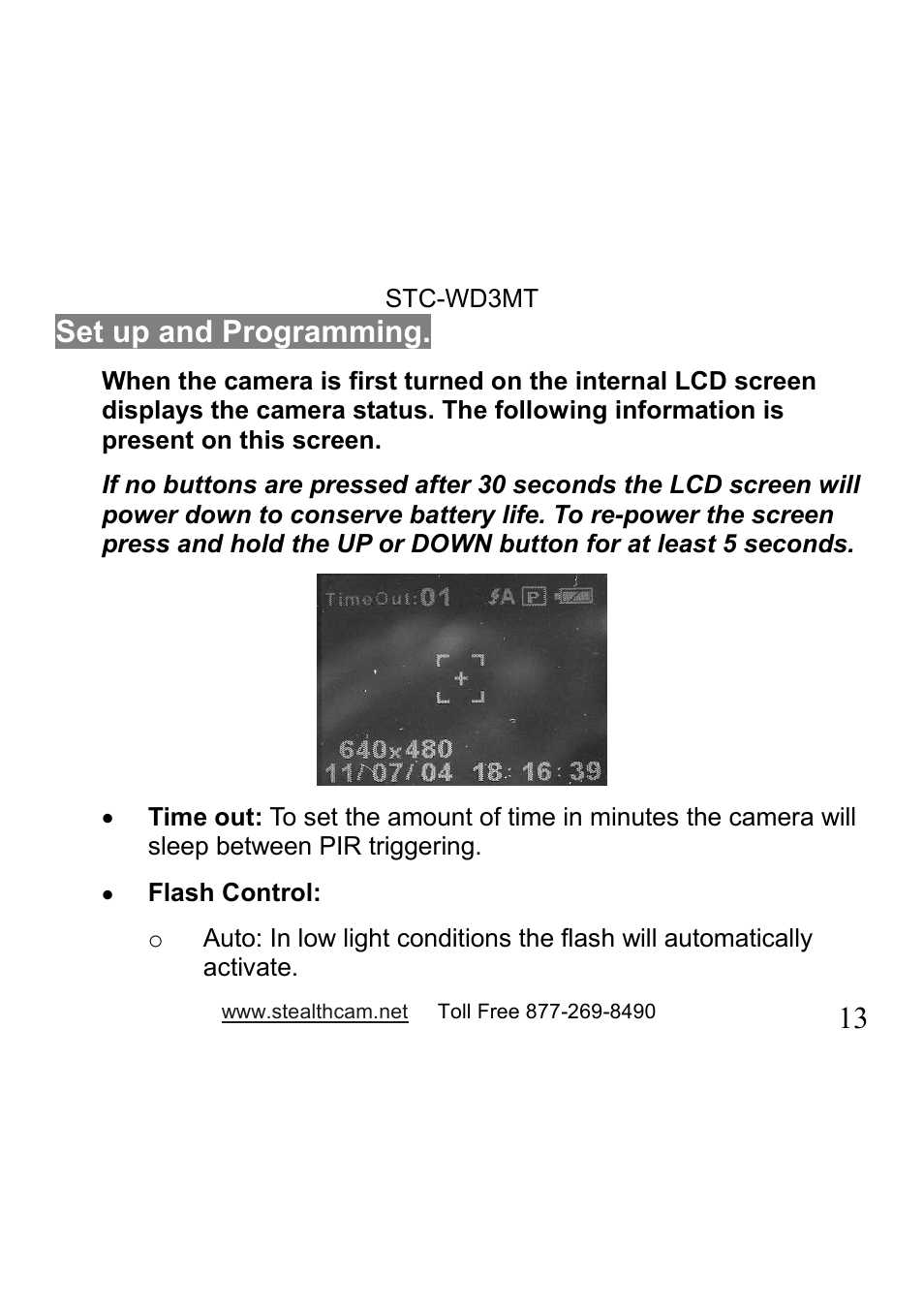 13 set up and programming | Stealth Cam STC-WD3MT V330MT User Manual | Page 13 / 47