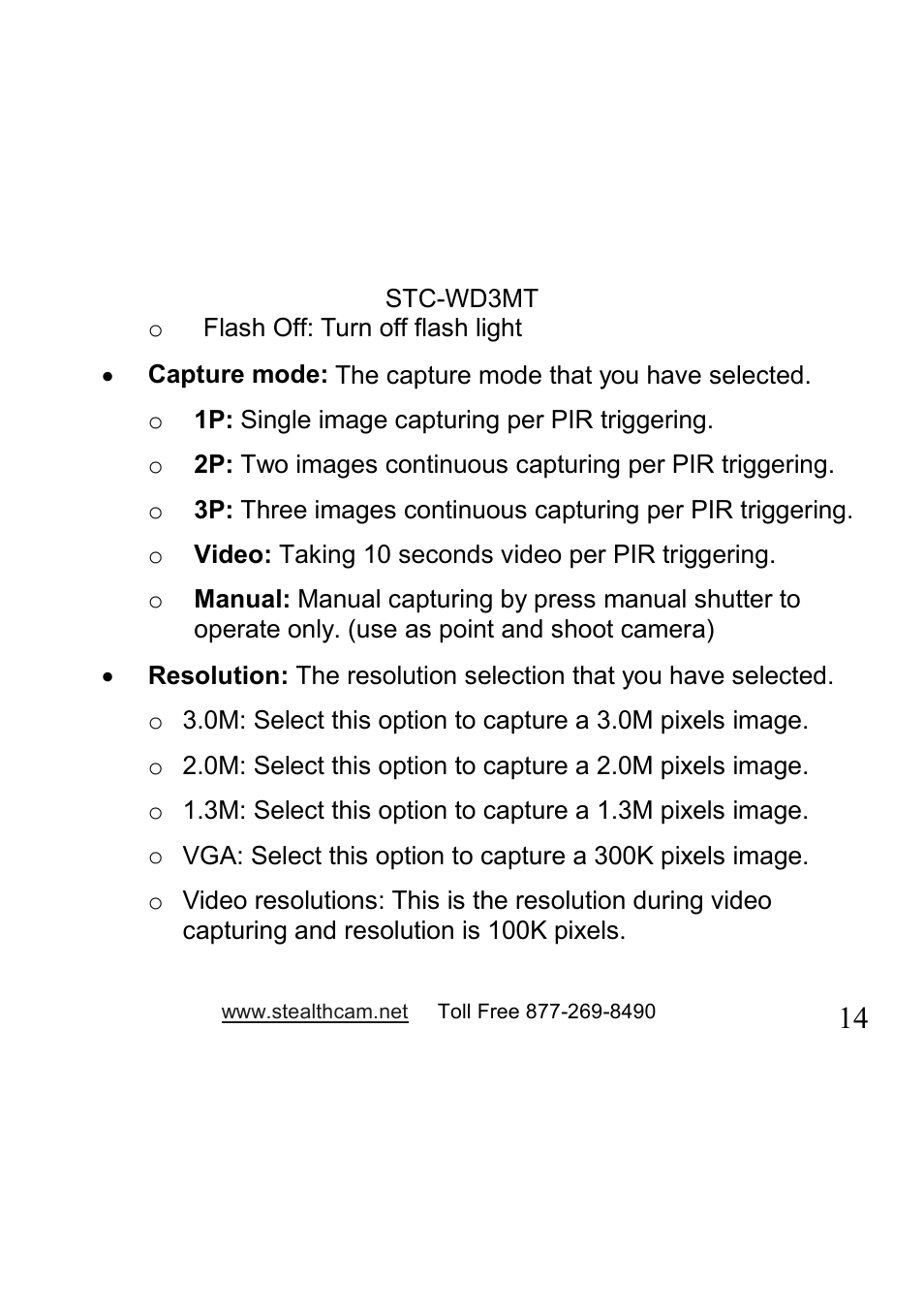 Stealth Cam STC-WD3MT V330MT User Manual | Page 14 / 47