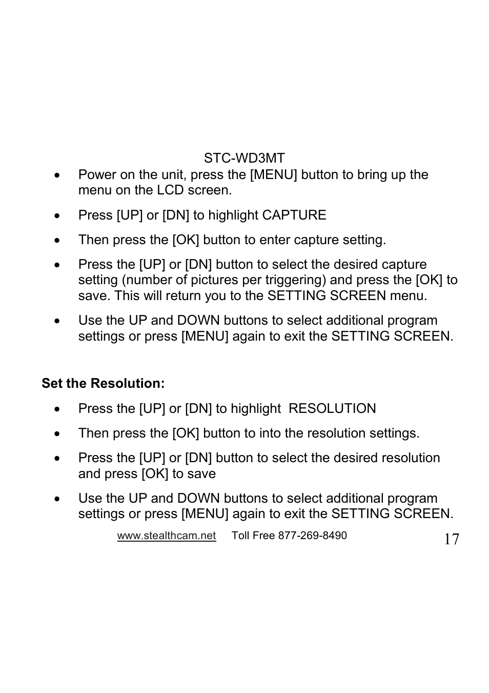 Stealth Cam STC-WD3MT V330MT User Manual | Page 17 / 47