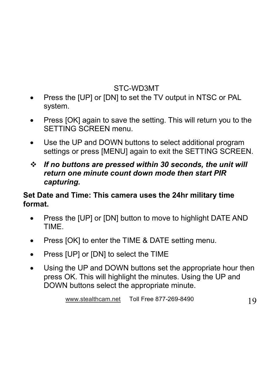 Stealth Cam STC-WD3MT V330MT User Manual | Page 19 / 47