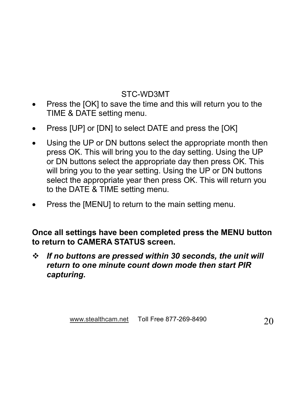 Stealth Cam STC-WD3MT V330MT User Manual | Page 20 / 47