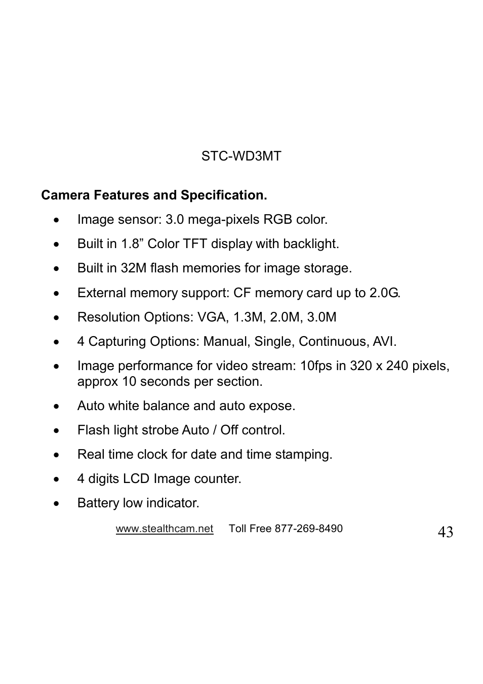 Stealth Cam STC-WD3MT V330MT User Manual | Page 43 / 47
