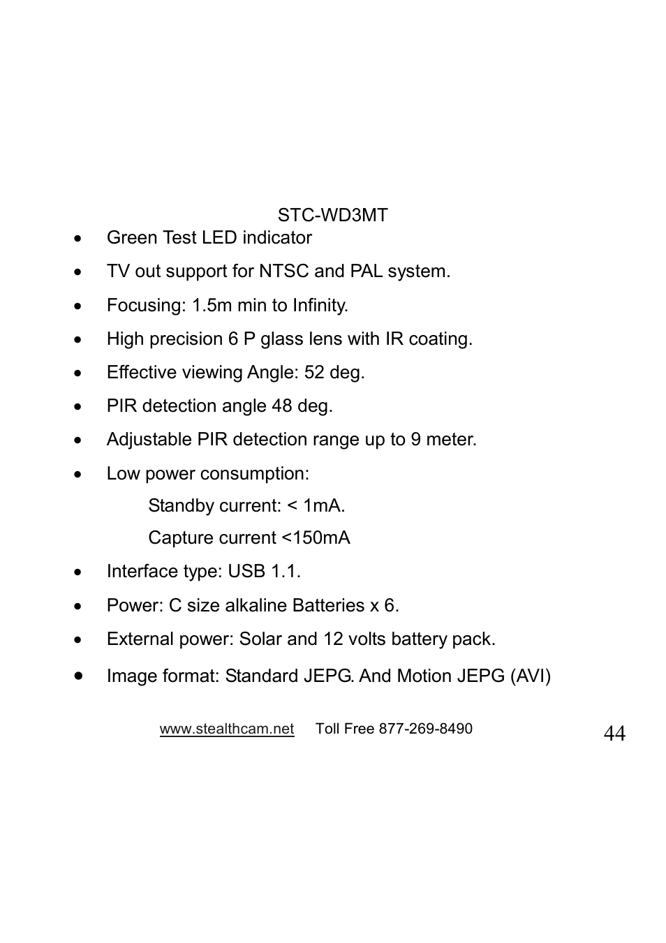 Stealth Cam STC-WD3MT V330MT User Manual | Page 44 / 47