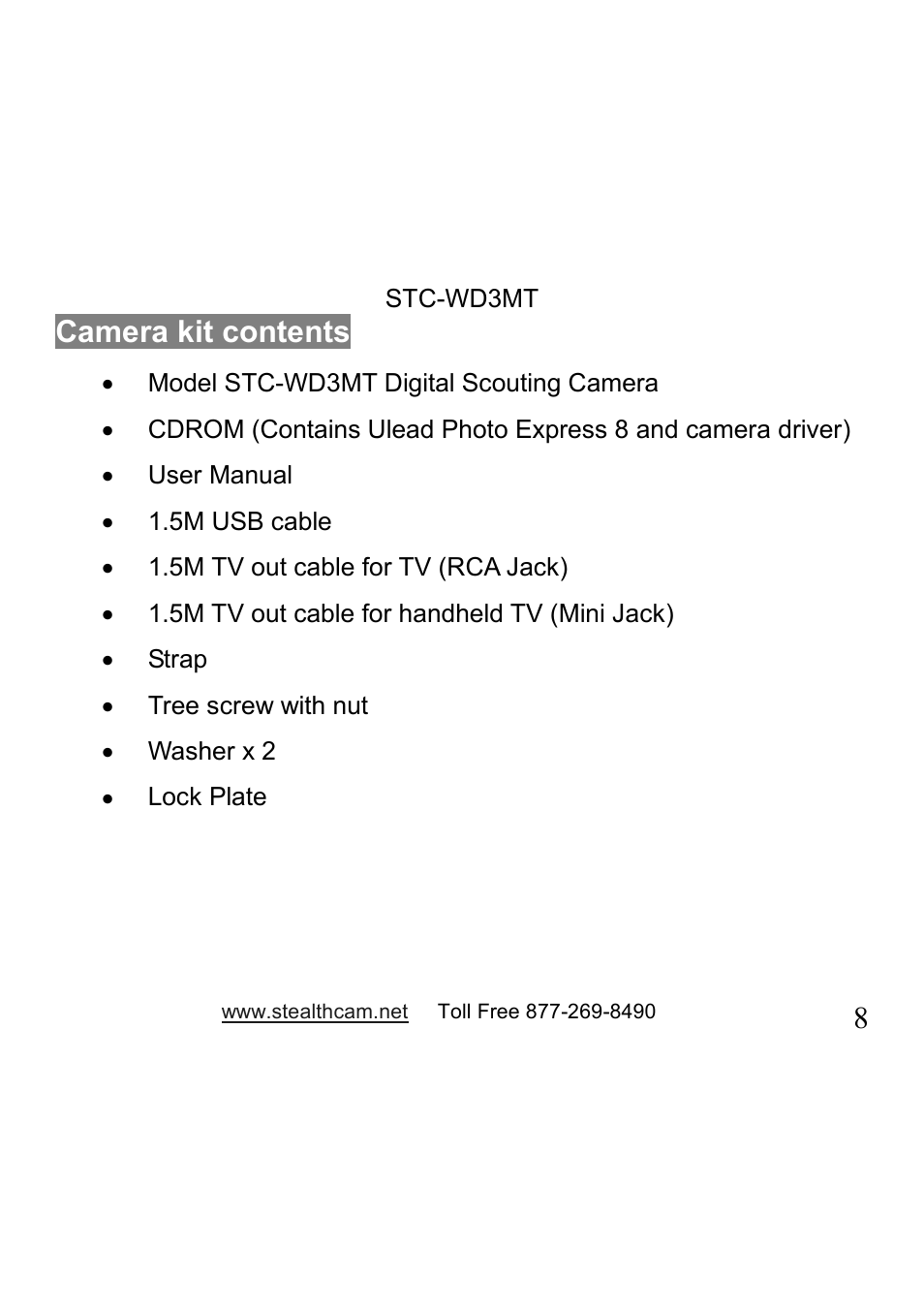 Stealth Cam STC-WD3MT V330MT User Manual | Page 8 / 47