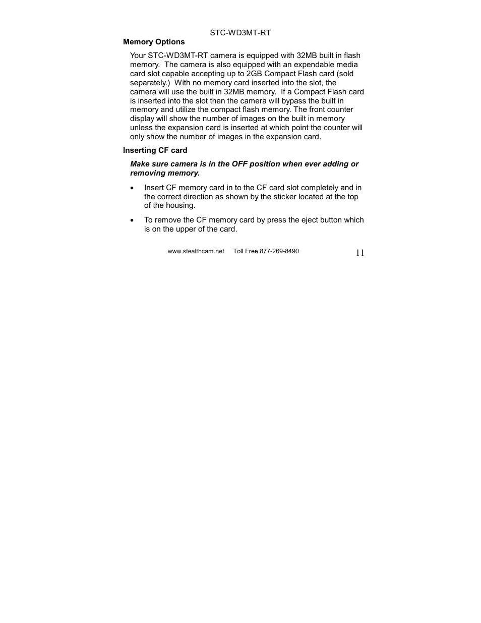 Stealth Cam STC-WD3MT-RT V330MTR User Manual | Page 11 / 47