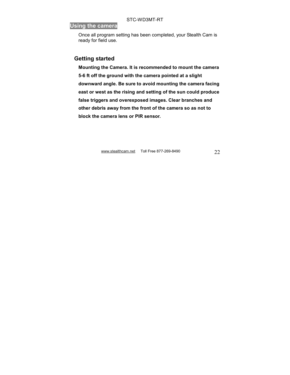 Stealth Cam STC-WD3MT-RT V330MTR User Manual | Page 22 / 47