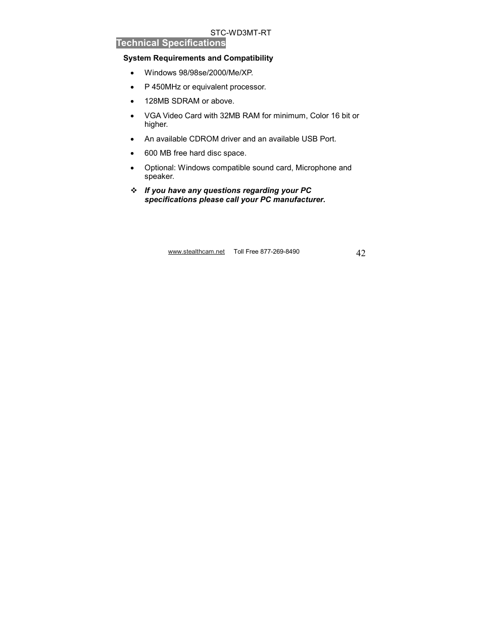 Stealth Cam STC-WD3MT-RT V330MTR User Manual | Page 42 / 47