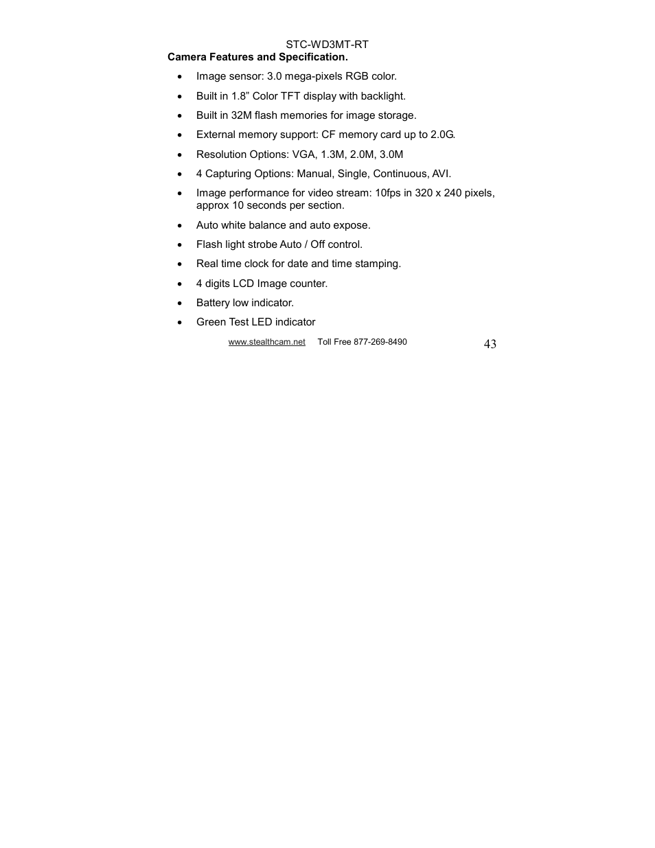 Stealth Cam STC-WD3MT-RT V330MTR User Manual | Page 43 / 47