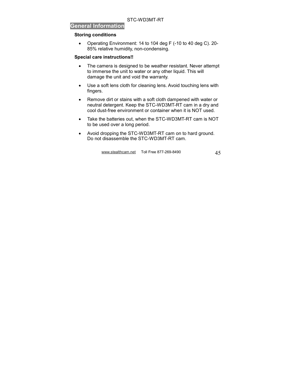 Stealth Cam STC-WD3MT-RT V330MTR User Manual | Page 45 / 47