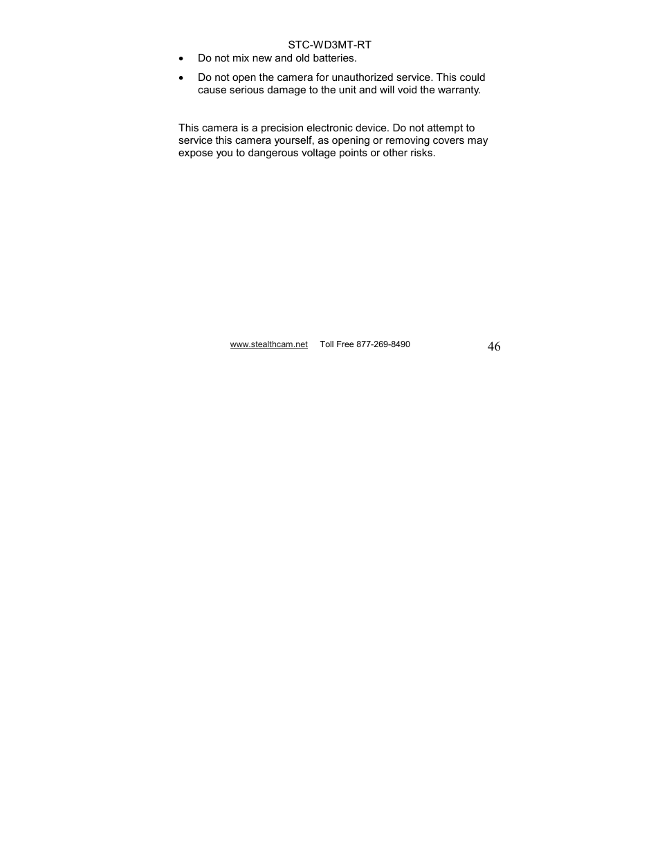 Stealth Cam STC-WD3MT-RT V330MTR User Manual | Page 46 / 47