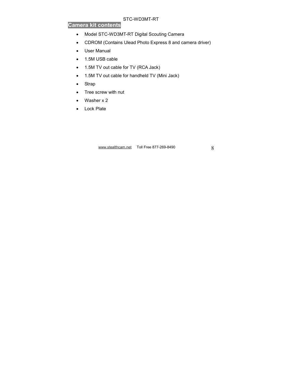 Stealth Cam STC-WD3MT-RT V330MTR User Manual | Page 8 / 47