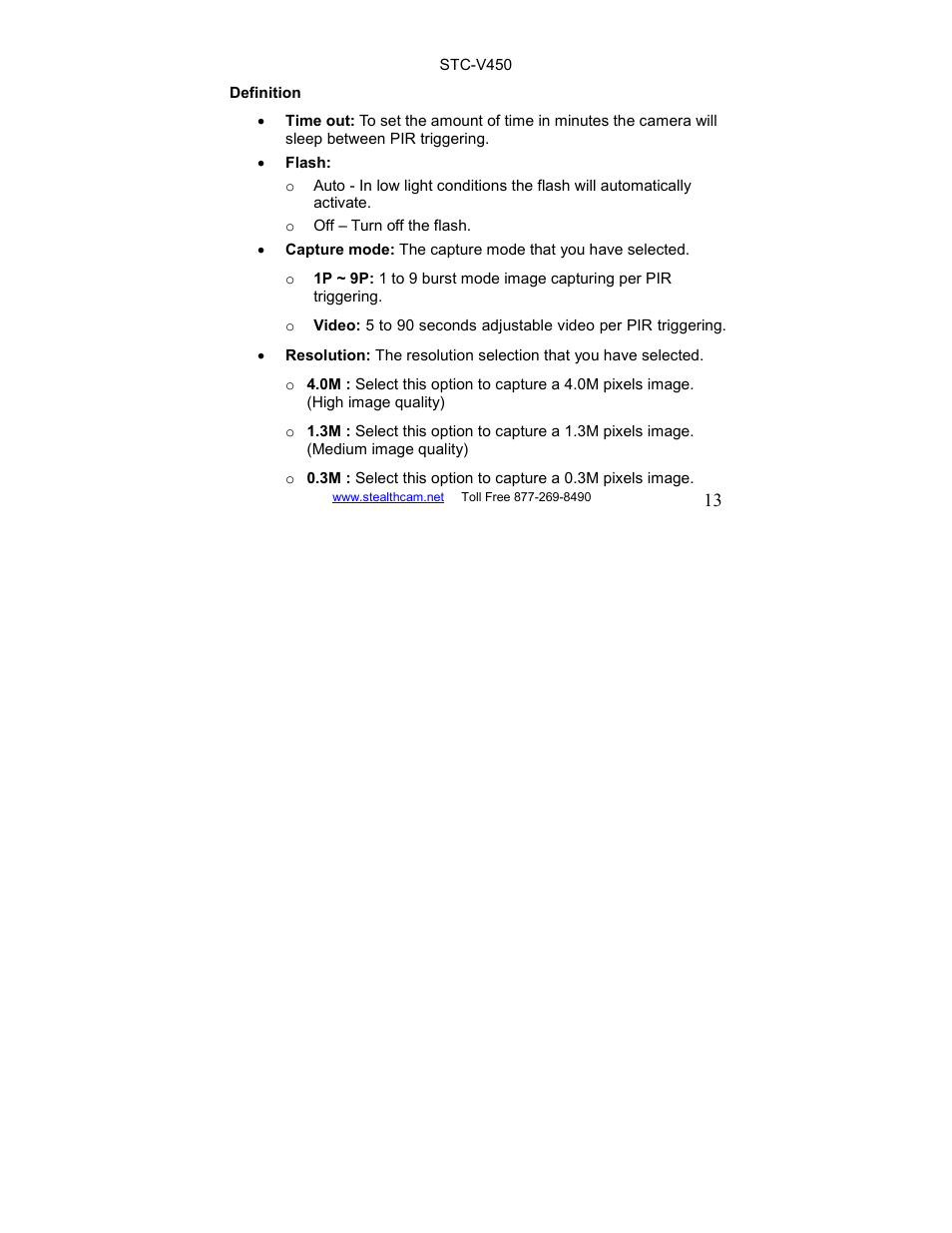 Stealth Cam STC-V450 User Manual | Page 13 / 42